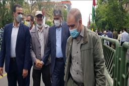حضور رییس سازمان انرژی اتمی ایران در راهپیمایی روز قدس در تهران