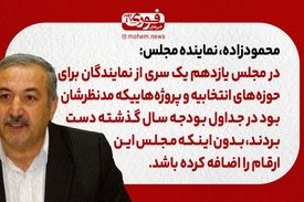 محمودزاده، نماینده مجلس: در مجلس یازدهم یک سری از نمایندگان برای حوزه‌های انتخابیه و پروژه‌هایی که مدنظرشان بود در جداول بودجه سال گذشته دست بردند، بدون اینکه مجلس این ارقام را اضافه کرده باشد.