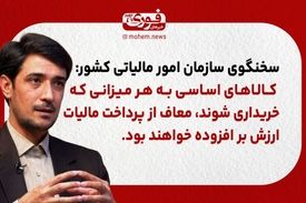 سخنگوی سازمان امور مالیاتی کشور: بسیاری از کالاهای اساسی به هر میزانی که خریداری شوند، معاف از پرداخت مالیات ارزش بر افزوده خواهند بود.